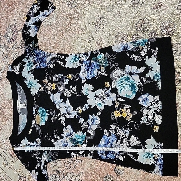 White House Black Market Tunic Boatneck Floral Pullover Mini Dress Size M - Picture 10 of 11